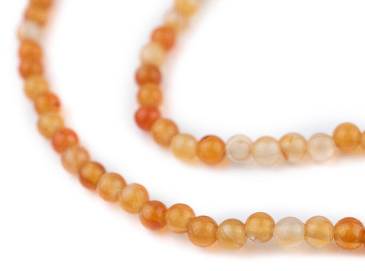 The Bead Chest Round Carnelian Beads (4mm): Organic Gemstone Round Spherical Energy Stone Healing Power Crystal for Jewelry Bracelet Mala Necklace Making